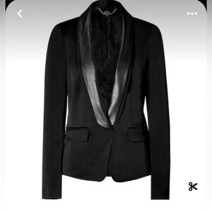 Tibi black tuxedo jacket Womens Size 8 leather lapels Formal New Years
